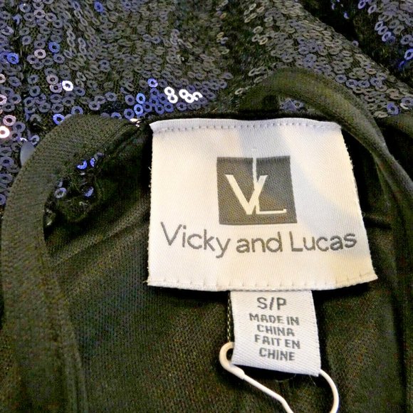 Vintage Vamp Dress Blue Sequins Sexy Prom Goth Cocktail Party Petite Size SP - Picture 7 of 10